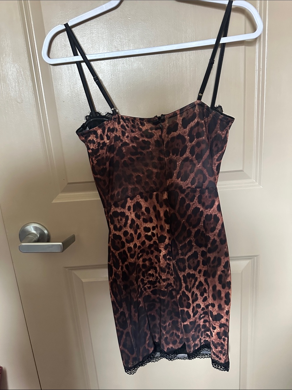 Fashion Nova Leopard-Print Lace Slip Dress - Black and Brown - Picture 4 of 4
